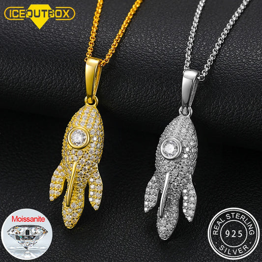 Top Quality 100% 925 Sterling Silver Whale Moissanite Pendant Iced Out Bling Necklace For Women Hip Hop Fine Jewelry Party Gifts