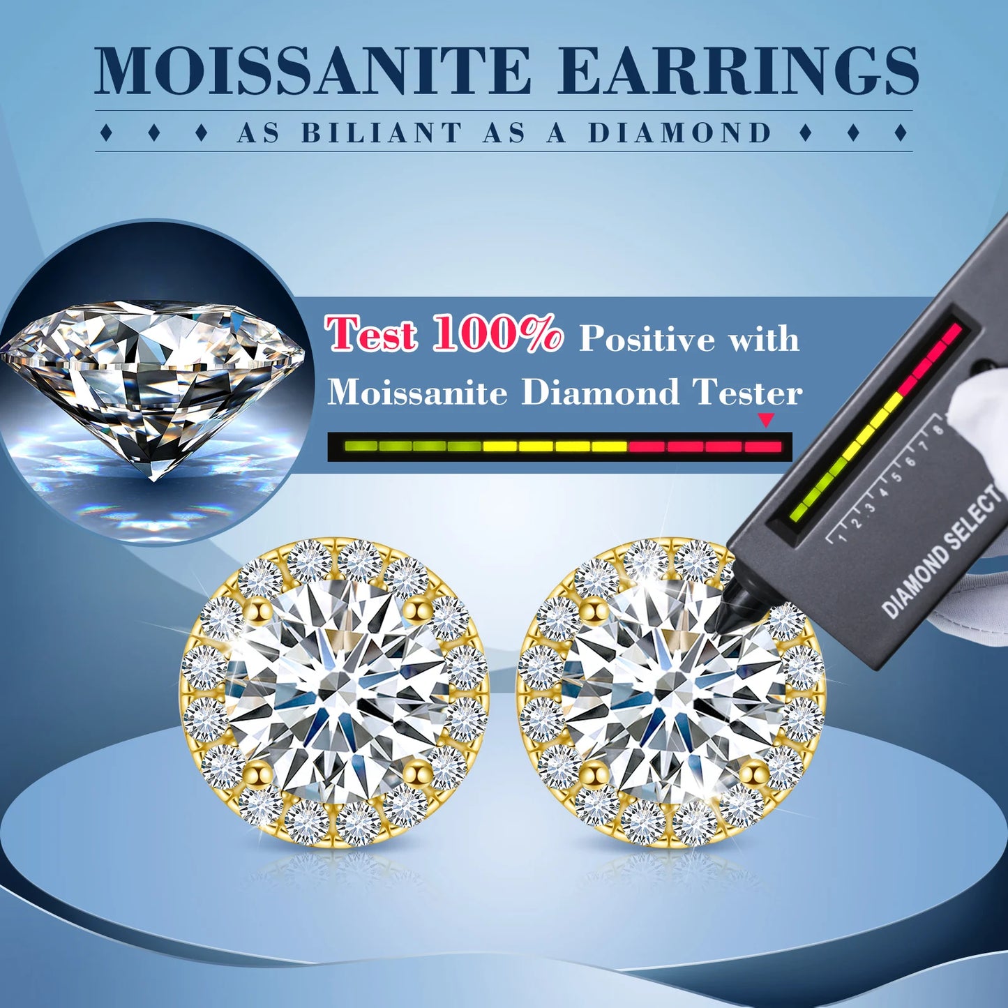 TUHE Unisex VVS1 Moissanite Women Earrings 925 Silver Fine Jewelry Earings 3MM/4MM/5MM Silver 925 Fashion Earrings Women Gift