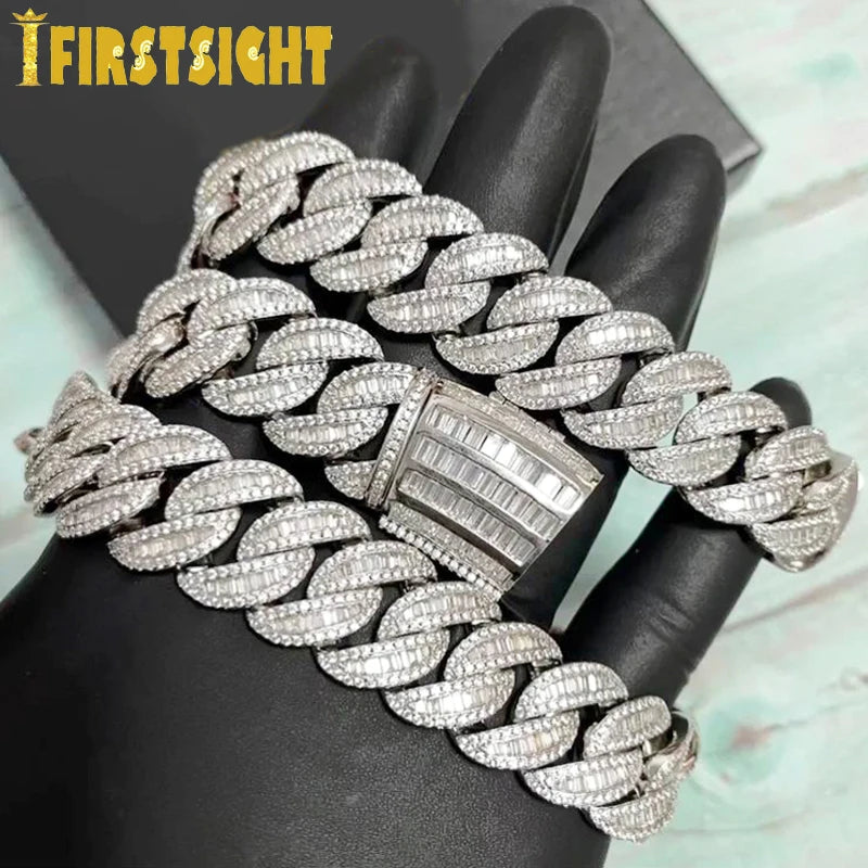 2023 New Iced Out Bling 20mm CZ Cuban Link Chain Necklace 5A Zircon Heavy Chunky Box Clasp Choker Hip Hop Women Men Jewelry