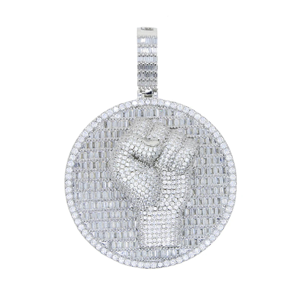 2024 New Iced Out Bling Round Letter Pendant Necklace Gold Color CZ Cubic Zirconia Badge Charm Men Fashion Hip Hop Jewelry