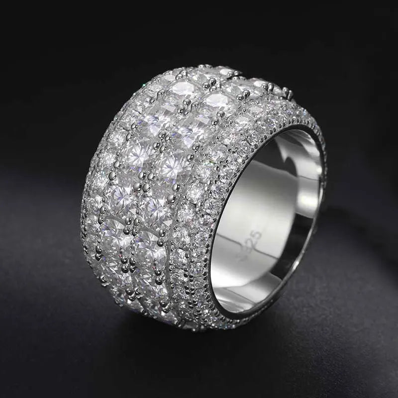 TUHE High Quality Unisex VVS1 Moissanite Rings Silver 925 Luxury Moissanite Men Hip Hop Jewelry