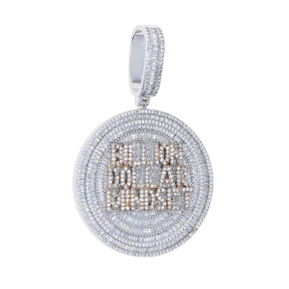 2024 New Iced Out Bling Round Letter Pendant Necklace Gold Color CZ Cubic Zirconia Badge Charm Men Fashion Hip Hop Jewelry