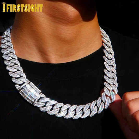 2023 New Iced Out Bling 20mm CZ Cuban Link Chain Necklace 5A Zircon Heavy Chunky Box Clasp Choker Hip Hop Women Men Jewelry