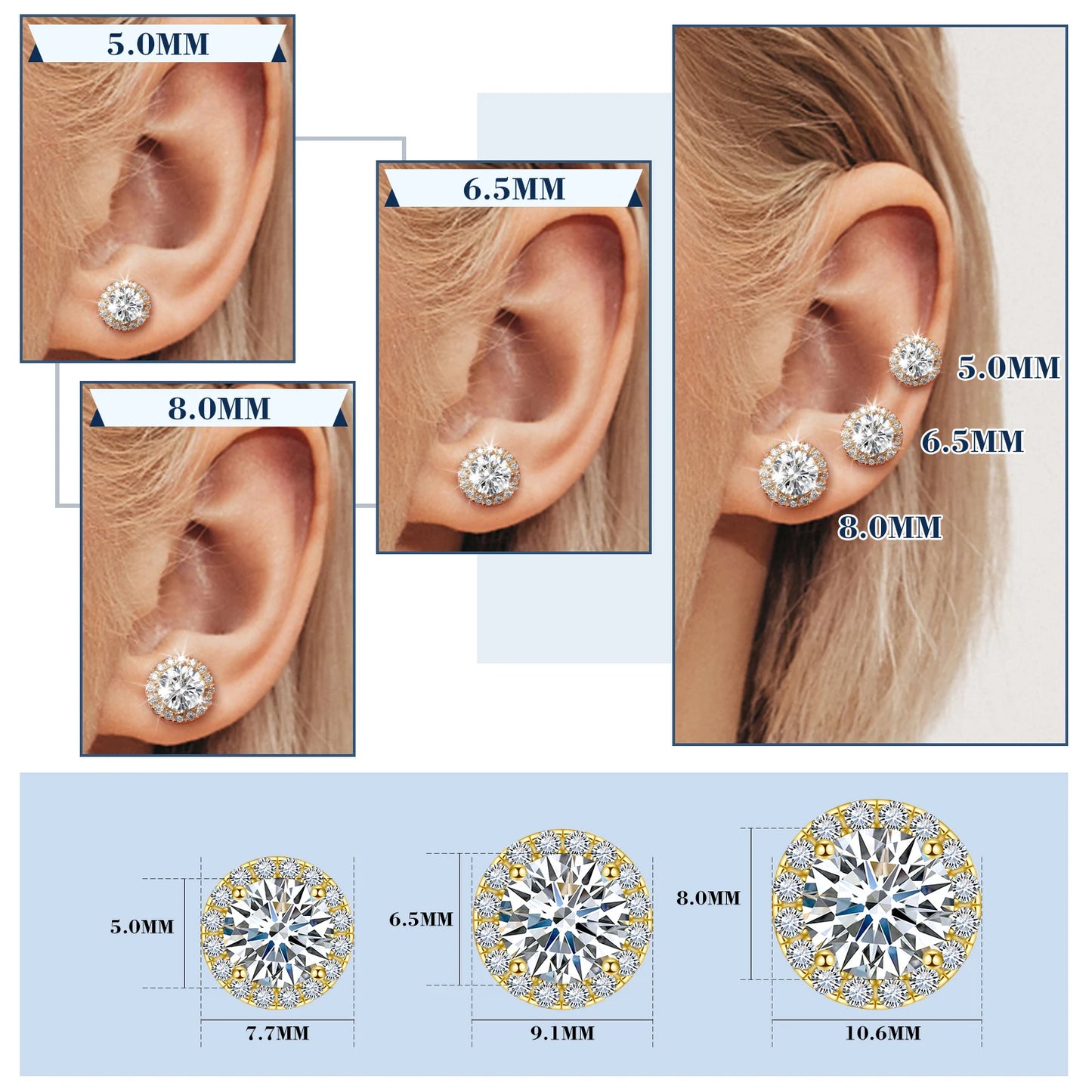 TUHE Unisex VVS1 Moissanite Women Earrings 925 Silver Fine Jewelry Earings 3MM/4MM/5MM Silver 925 Fashion Earrings Women Gift