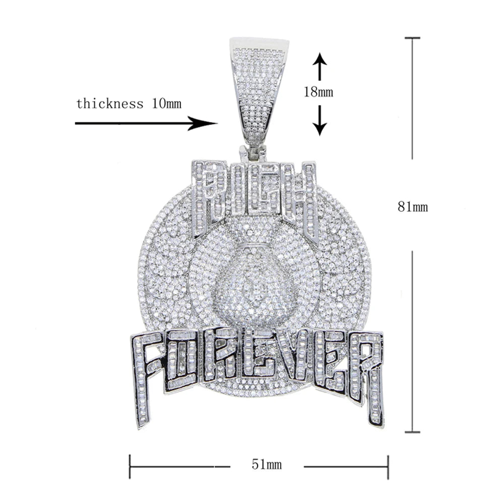 2024 New Iced Out Bling Round Letter Pendant Necklace Gold Color CZ Cubic Zirconia Badge Charm Men Fashion Hip Hop Jewelry