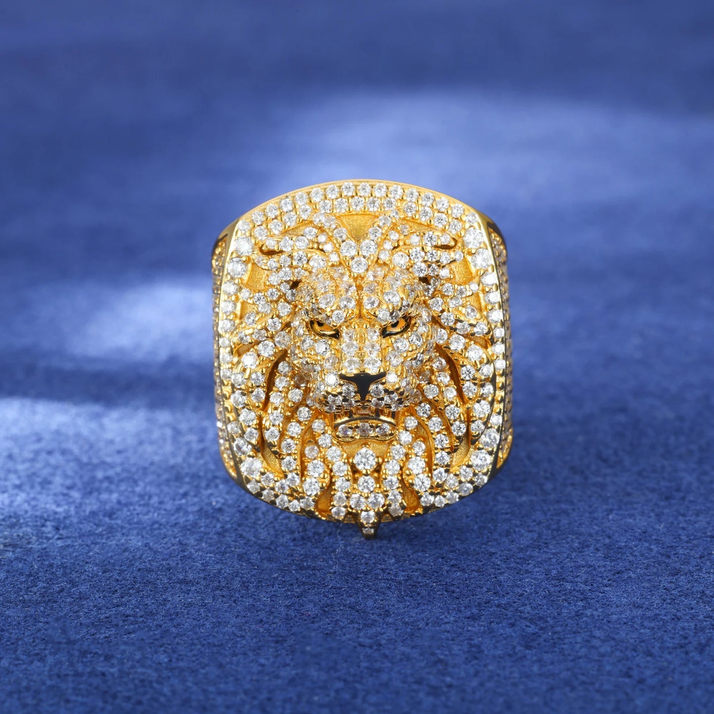 Luxury S925 D VVS Moissanite Lion Head Men's Ring Iced Out Prong Setting Bling Punk Hip Hop Rock Street Party Jewelry Christmas