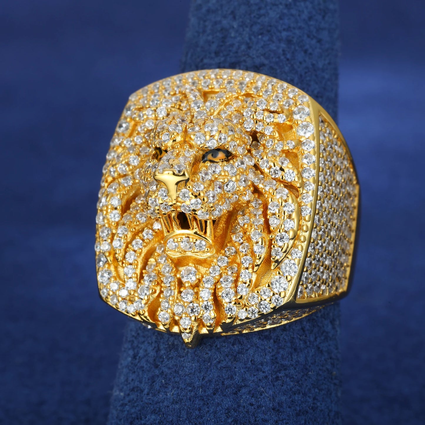 Luxury S925 D VVS Moissanite Lion Head Men's Ring Iced Out Prong Setting Bling Punk Hip Hop Rock Street Party Jewelry Christmas